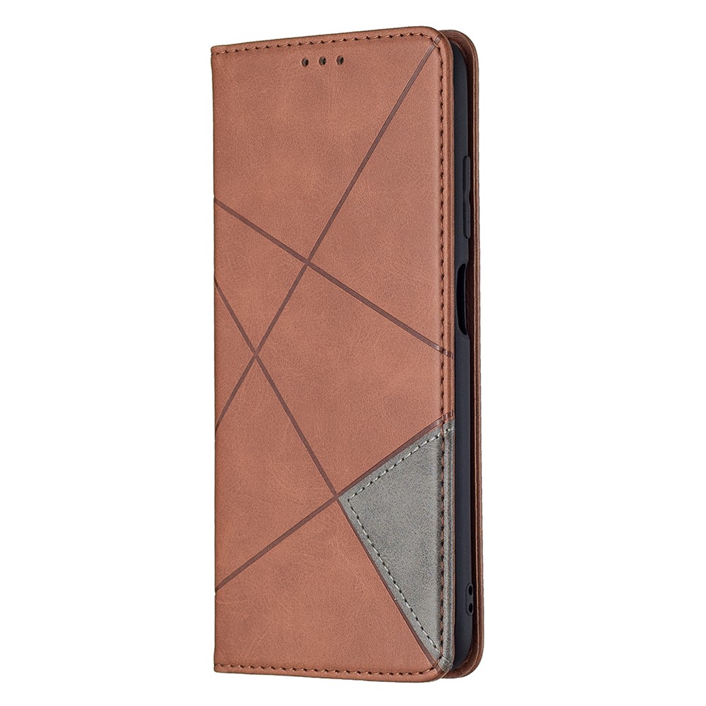 Geometric Pattern Stand Leather Card Holder Case for Samsung Galaxy A03s Cover - Coffee-2