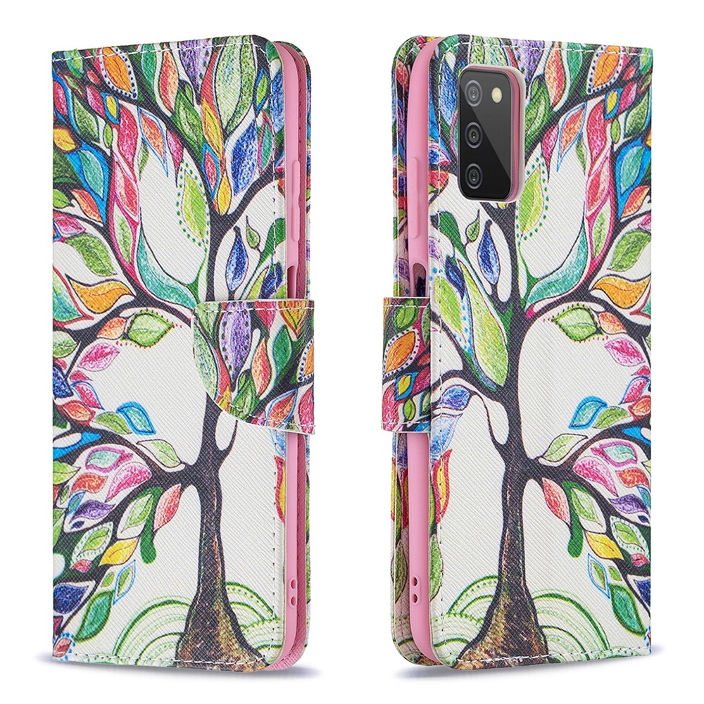Stand Book Design Pattern Printing Premium PU Leather Flip Folio Cover for Samsung Galaxy A03s - Life Tree-1