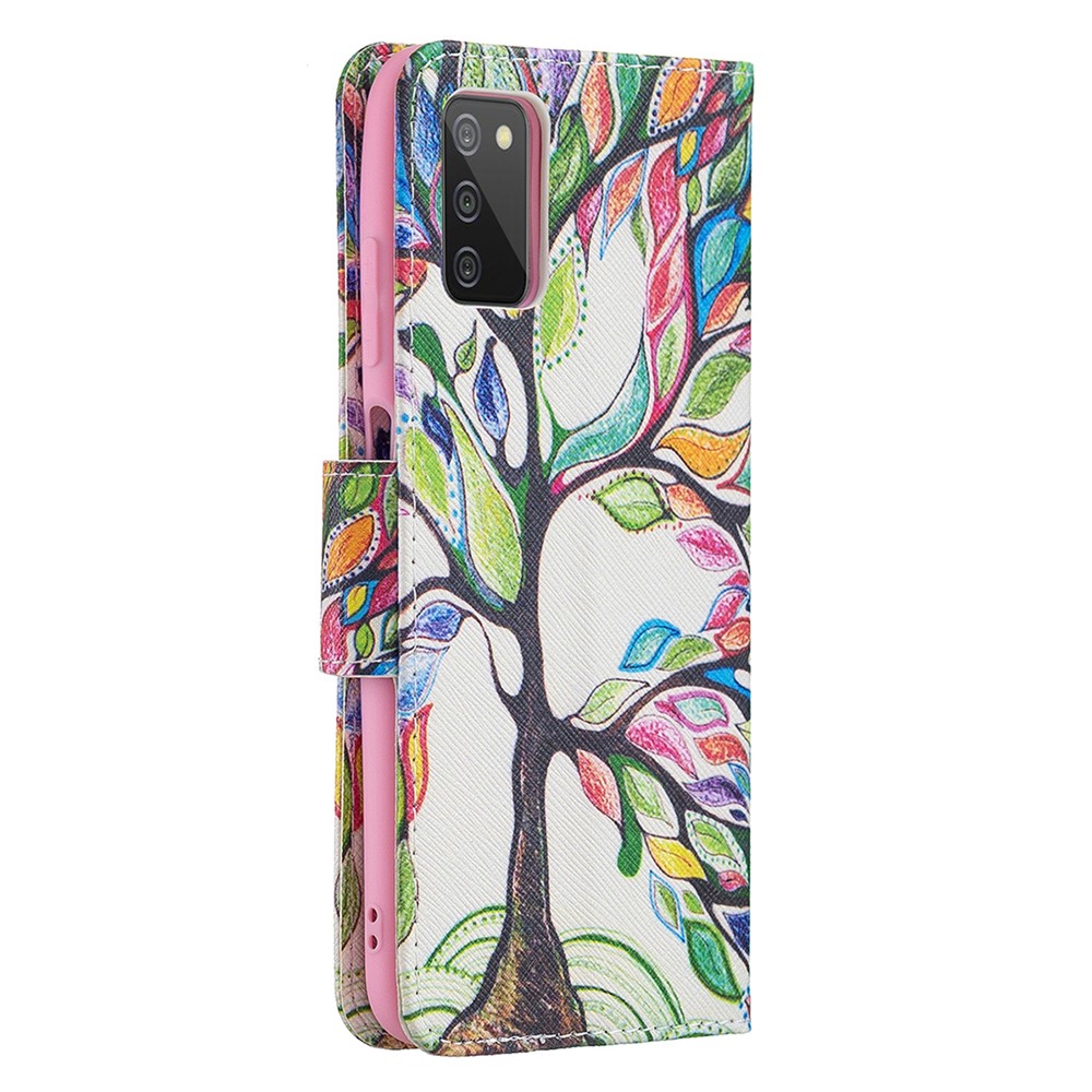 Stand Book Design Pattern Printing Premium PU Leather Flip Folio Cover for Samsung Galaxy A03s - Life Tree-3