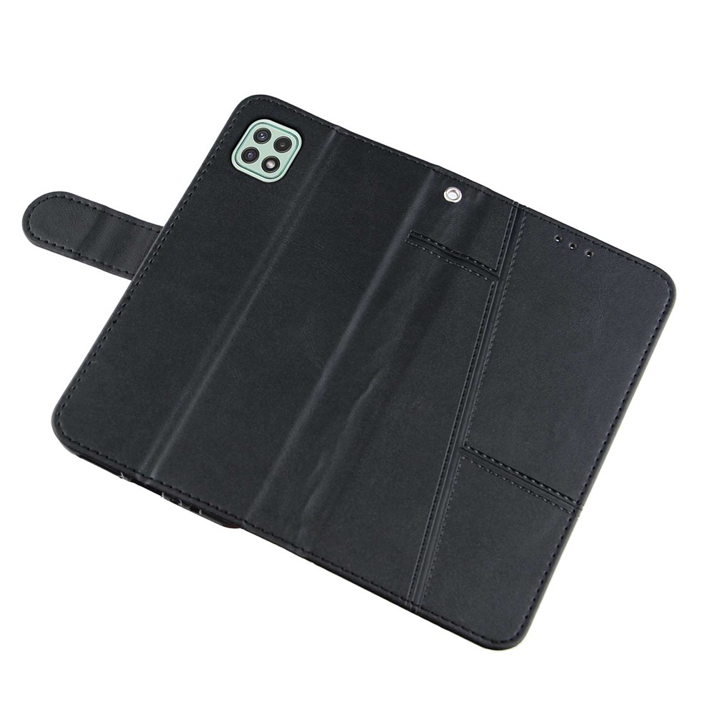 Concise Leather Phone Shell Wallet Case with Stand Design for Samsung Galaxy A22 5G (EU Version) - Black-7