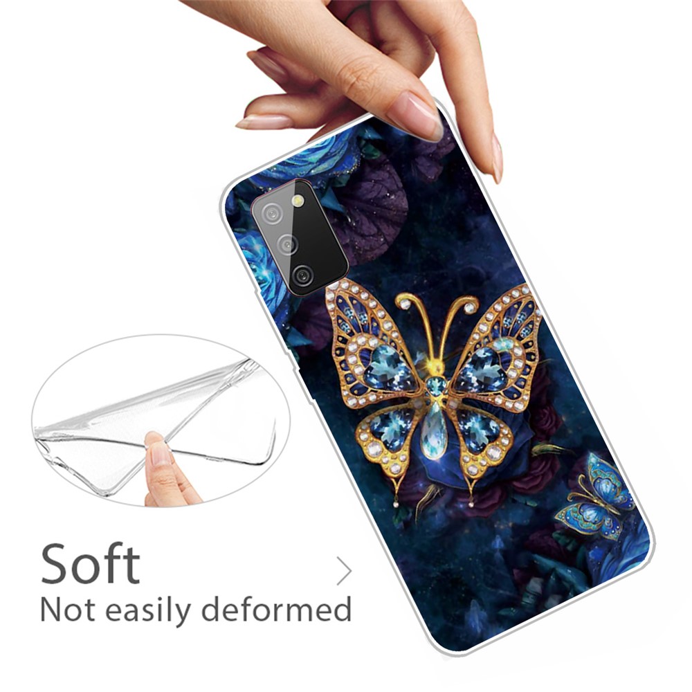 Slim Pattern Printing TPU Bumper Shockproof Protective Cover Case for Samsung Galaxy A03s - Jewelry Butterfly-3