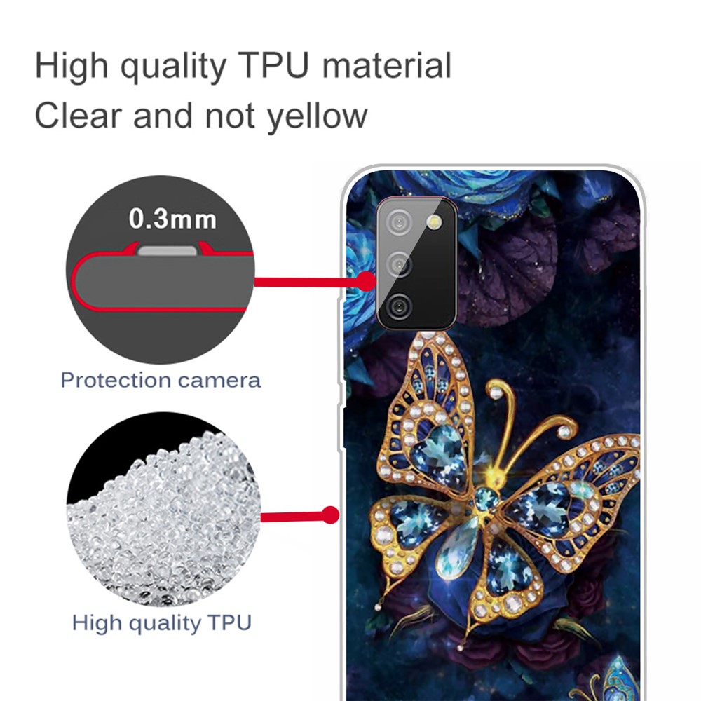Slim Pattern Printing TPU Bumper Shockproof Protective Cover Case for Samsung Galaxy A03s - Jewelry Butterfly-4