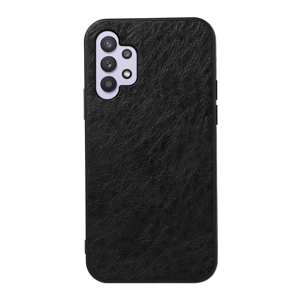 Crazy Horse Texture Phone Cover PU Leather Coated PC+TPU Case for Samsung Galaxy A32 5G - Black-1