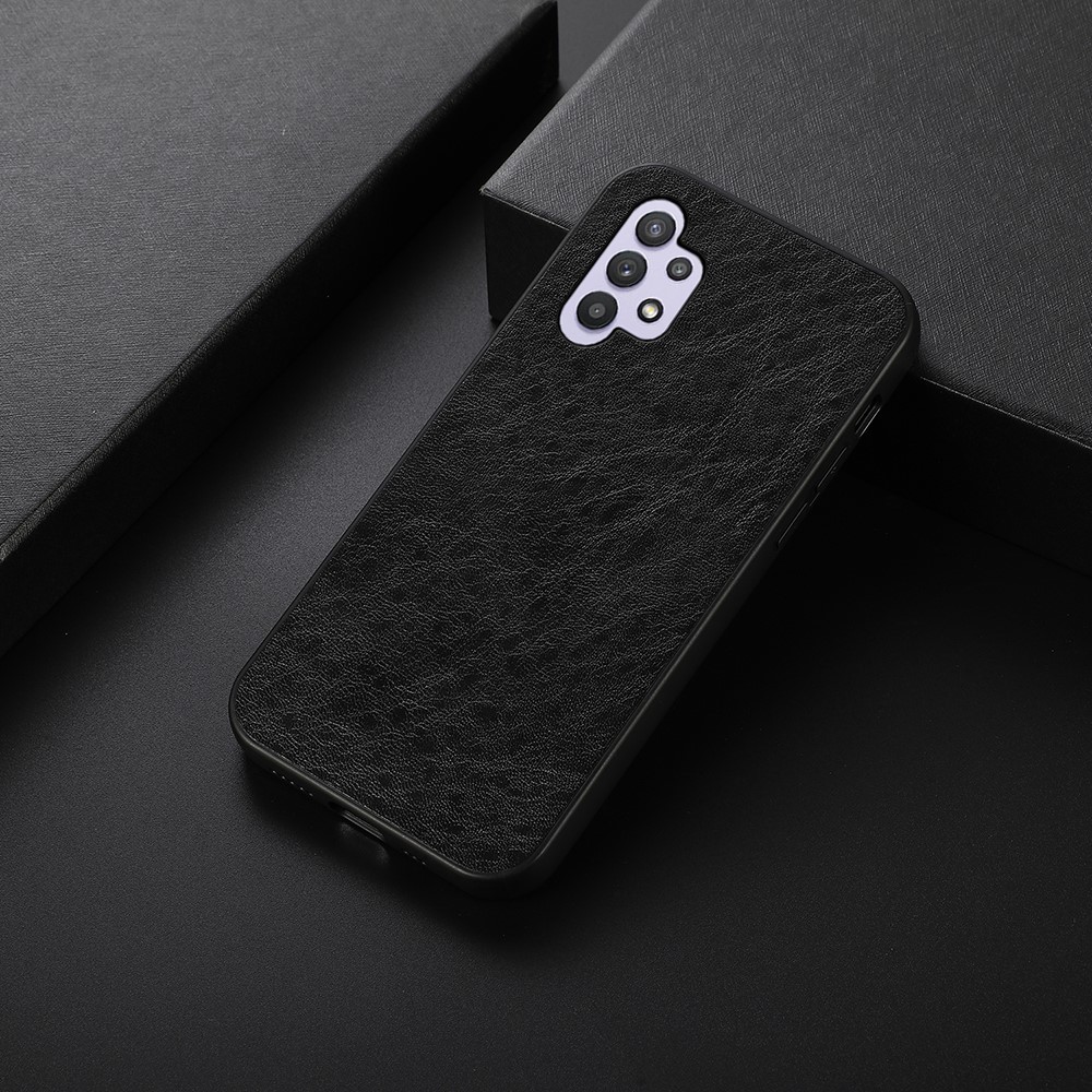 Crazy Horse Texture Phone Cover PU Leather Coated PC+TPU Case for Samsung Galaxy A32 5G - Black-2