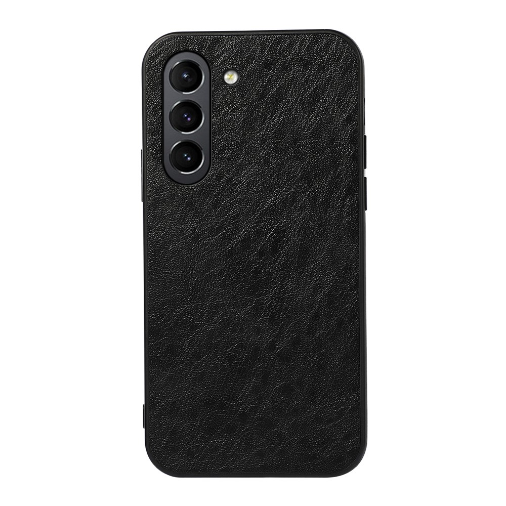 Crazy Horse Texture PU Leather Coated PC+TPU Back Protector Case Mobile Phone Shell for Samsung Galaxy S21 FE - Black-1