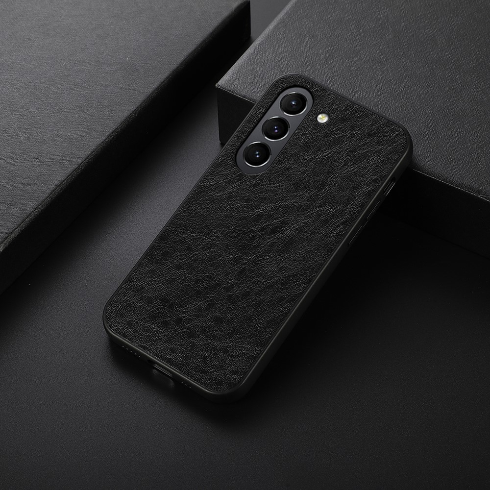 Crazy Horse Texture PU Leather Coated PC+TPU Back Protector Case Mobile Phone Shell for Samsung Galaxy S21 FE - Black-2