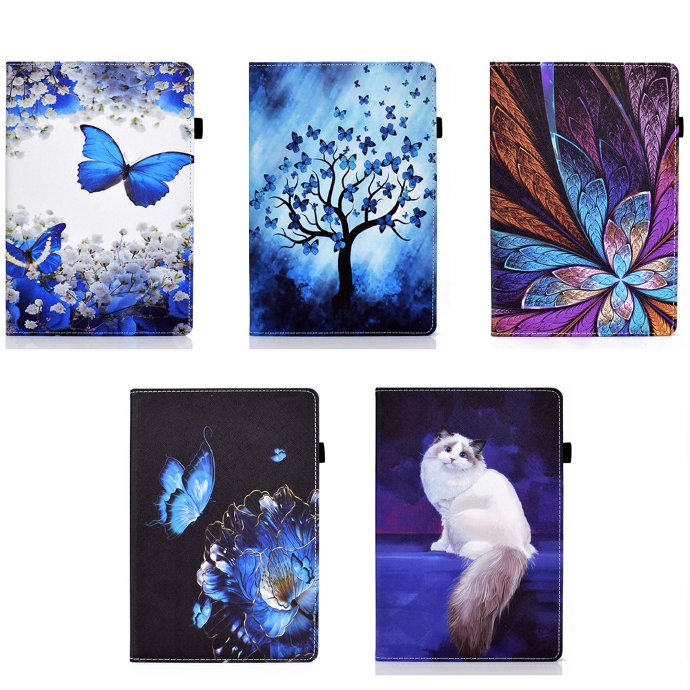 Pattern Printing Tablet Protective Stand Cover Case with Card Slots Elastic Band for Samsung Galaxy Tab S5e SM-T720 - Butterfly Tree-14