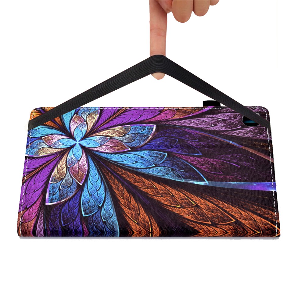 Elastic Band Design Pattern Printing Card Slots Tablet Cover Case for Samsung Galaxy Tab A 10.1 (2019) SM-T510 (Wi-Fi)/SM-T515 (LTE) - Colorful Flower-10