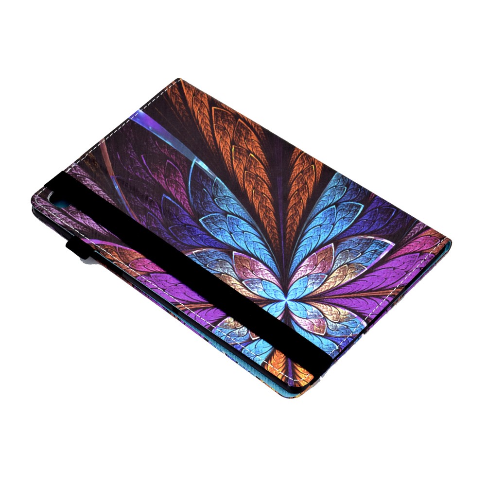 Elastic Band Design Pattern Printing Card Slots Tablet Cover Case for Samsung Galaxy Tab A 10.1 (2019) SM-T510 (Wi-Fi)/SM-T515 (LTE) - Colorful Flower-11