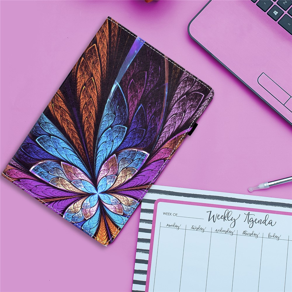 Elastic Band Design Pattern Printing Card Slots Tablet Cover Case for Samsung Galaxy Tab A 10.1 (2019) SM-T510 (Wi-Fi)/SM-T515 (LTE) - Colorful Flower-13
