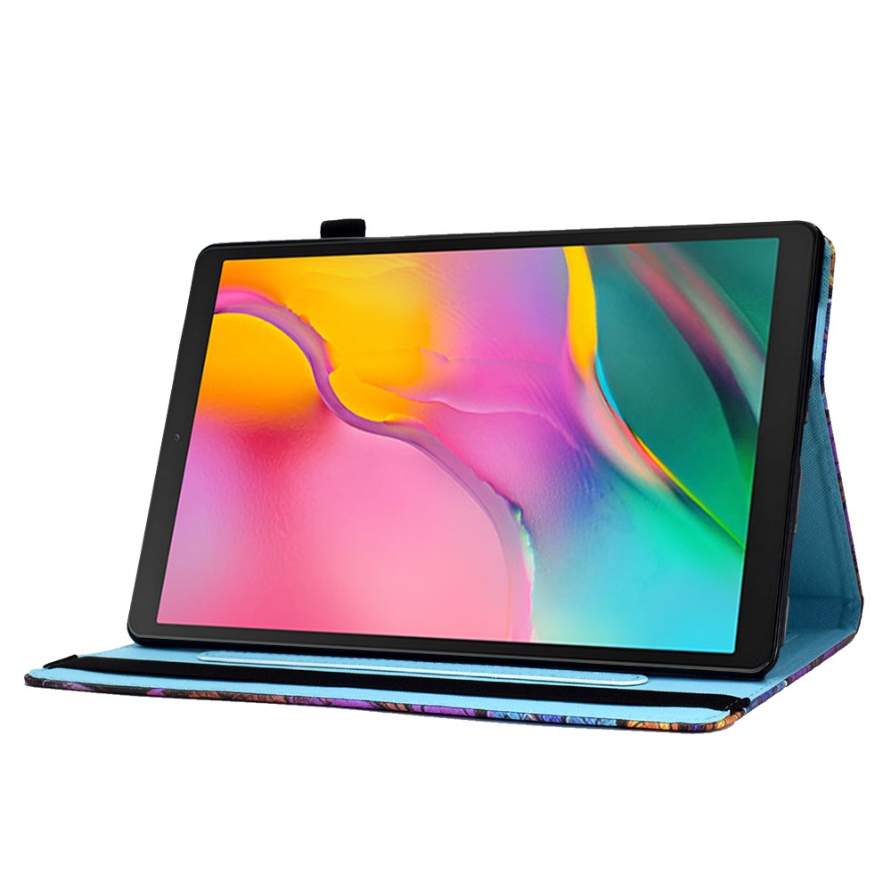 Elastic Band Design Pattern Printing Card Slots Tablet Cover Case for Samsung Galaxy Tab A 10.1 (2019) SM-T510 (Wi-Fi)/SM-T515 (LTE) - Colorful Flower-6