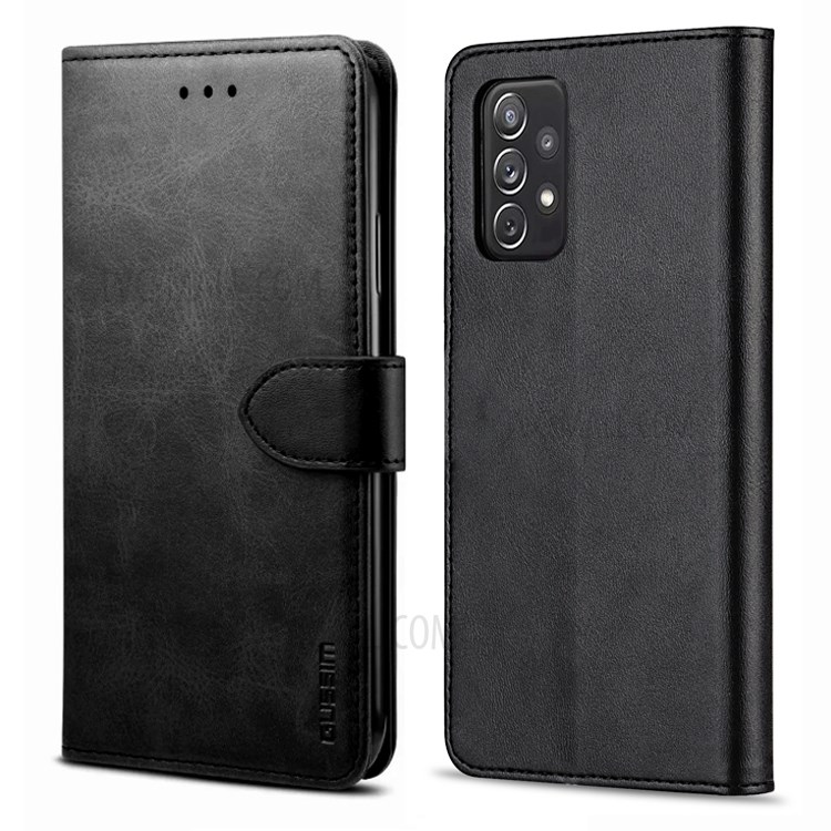 GUSSIM Magnetic Clasp Leather Phone Wallet Stand Case for Samsung Galaxy A72 4G/5G - Black-1