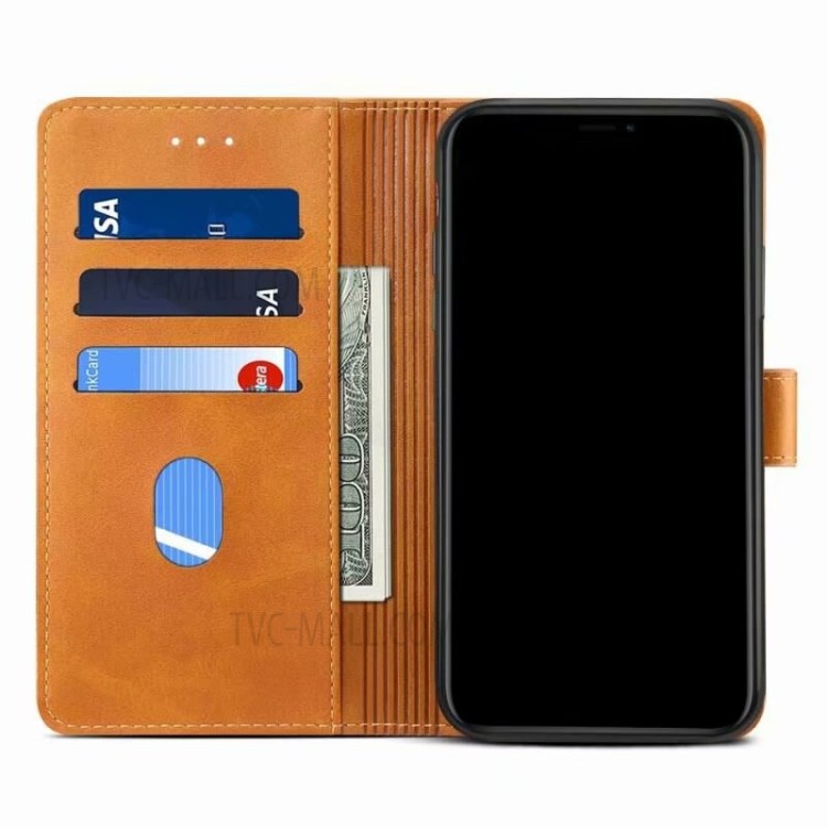 GUSSIM Magnetic Clasp Leather Phone Wallet Stand Case for Samsung Galaxy A72 4G/5G - Brown-5