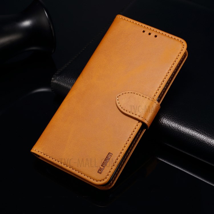 GUSSIM Magnetic Clasp Leather Phone Wallet Stand Case for Samsung Galaxy A72 4G/5G - Brown-7