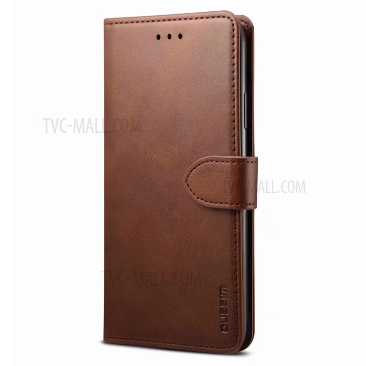 GUSSIM Magnetic Clasp Leather Phone Wallet Stand Case for Samsung Galaxy A72 4G/5G - Coffee-2