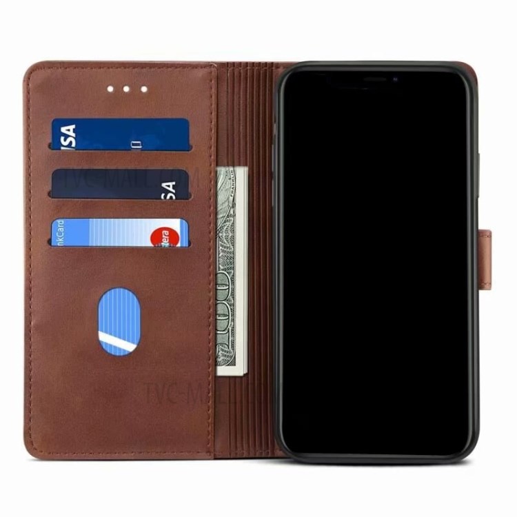 GUSSIM Magnetic Clasp Leather Phone Wallet Stand Case for Samsung Galaxy A72 4G/5G - Coffee-5