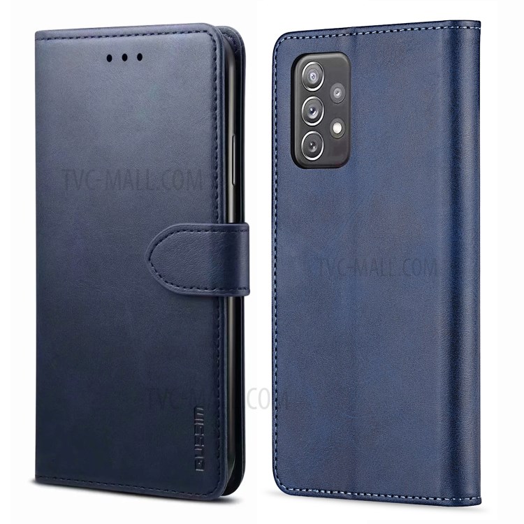 GUSSIM Magnetic Clasp Leather Phone Wallet Stand Case for Samsung Galaxy A72 4G/5G - Blue-1