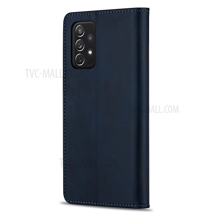 GUSSIM Magnetic Clasp Leather Phone Wallet Stand Case for Samsung Galaxy A72 4G/5G - Blue-3