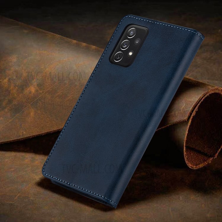 GUSSIM Magnetic Clasp Leather Phone Wallet Stand Case for Samsung Galaxy A72 4G/5G - Blue-6
