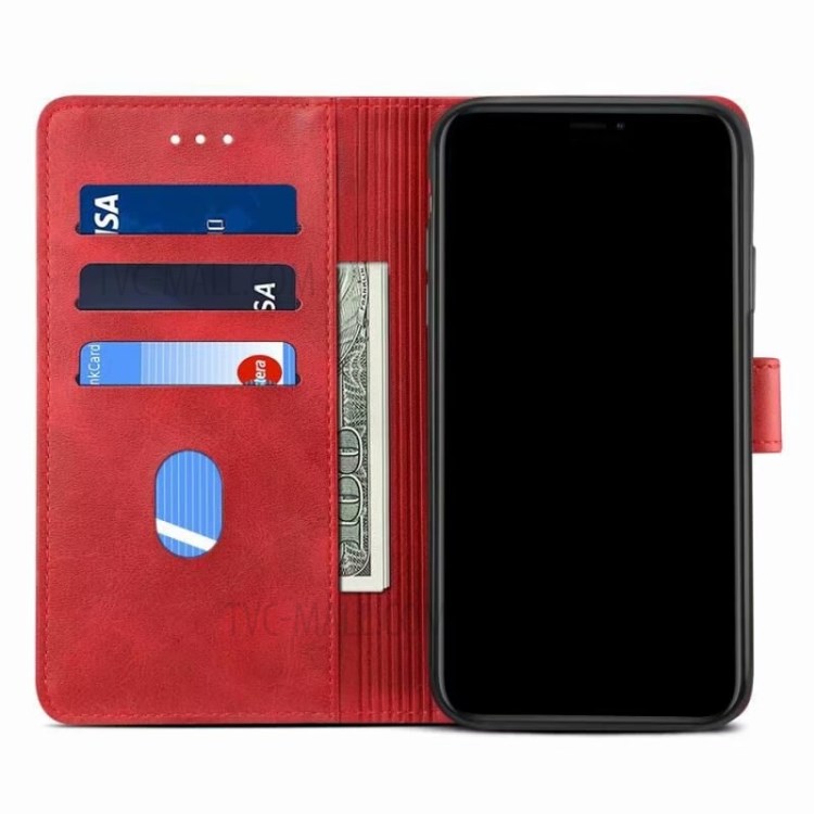 GUSSIM Magnetic Clasp Leather Phone Wallet Stand Case for Samsung Galaxy A72 4G/5G - Red-5