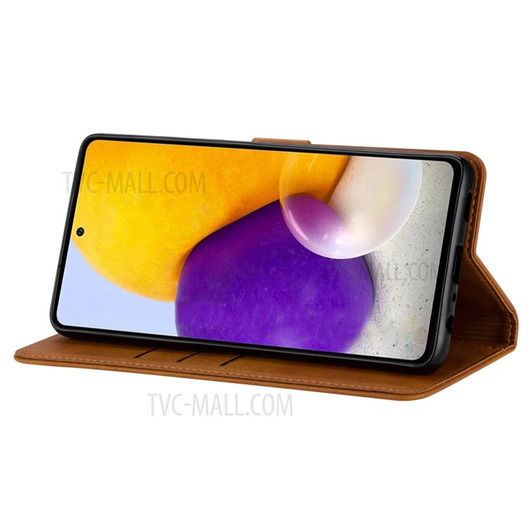 GUSSIM Leather Phone Wallet Stand Case for Samsung Galaxy A52 4G/5G - Brown-5