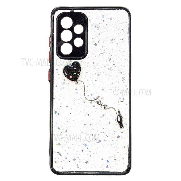 Pattern Printing TPU + Acrylic Hybrid Phone Back Case Cover for Samsung Galaxy A52 4G/5G - Love Heart-1