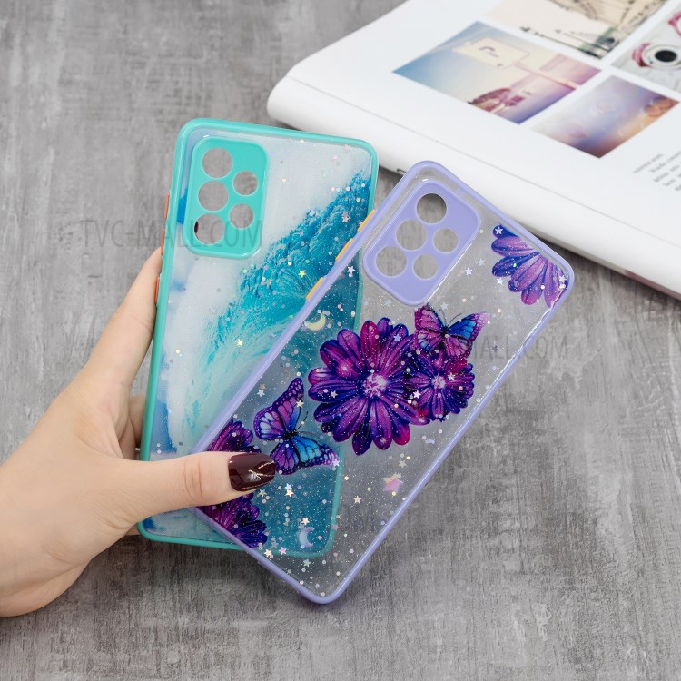 Pattern Printing TPU + Acrylic Hybrid Phone Back Case Cover for Samsung Galaxy A52 4G/5G - Love Heart-4