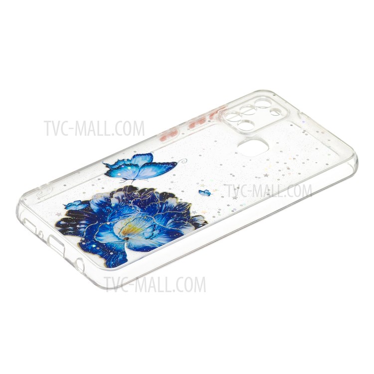 Pattern Printing Precise Cutout Phone Back Cover TPU + Acrylic Hybrid Case for Samsung Galaxy A21s - Blue Butterfly-2
