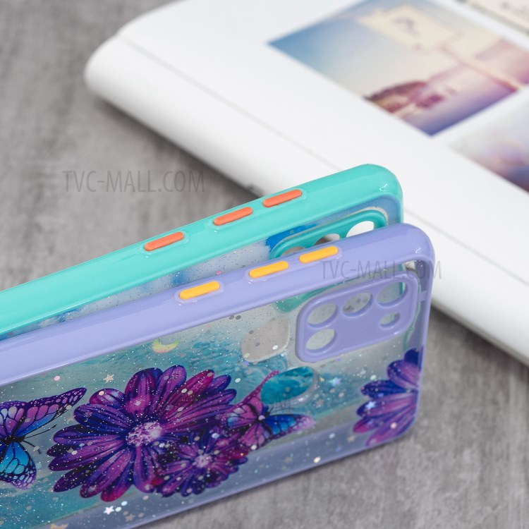 Pattern Printing Precise Cutout Phone Back Cover TPU + Acrylic Hybrid Case for Samsung Galaxy A21s - Blue Butterfly-5