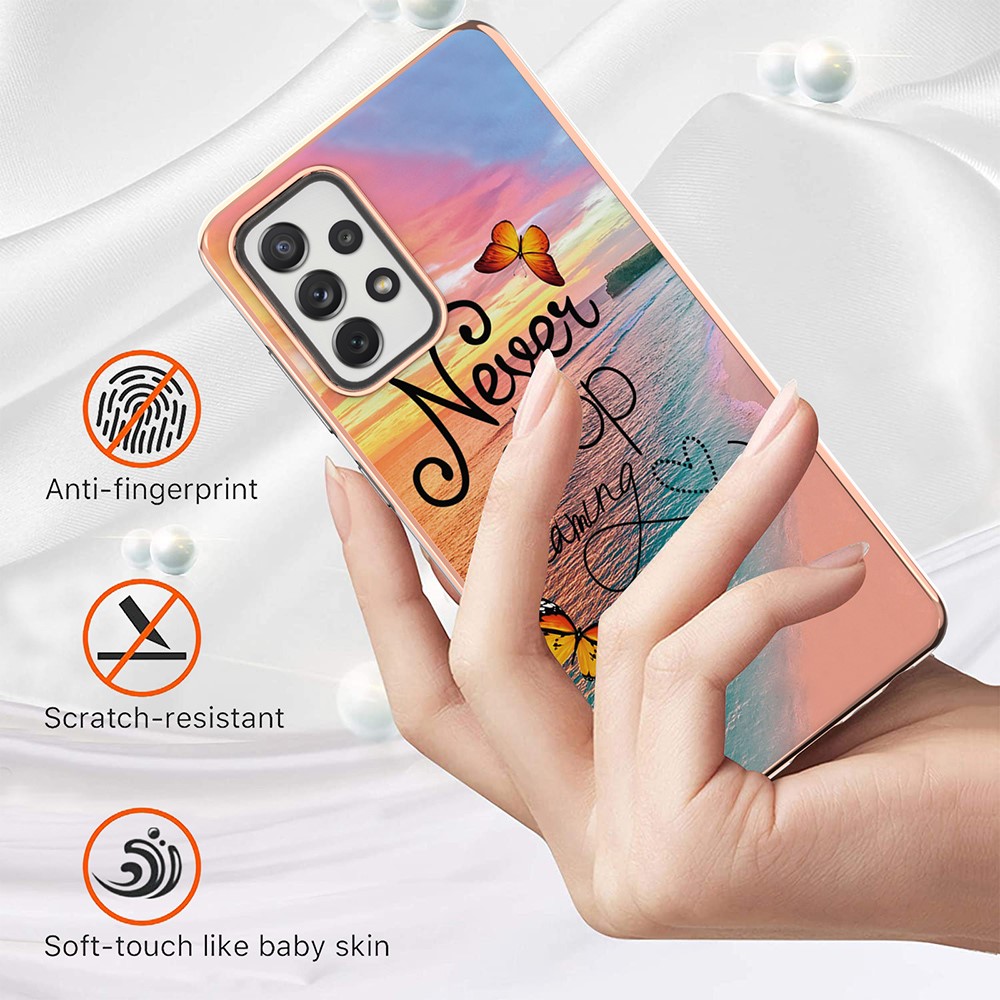 Full Coverage Electroplating IMD Shockproof Protective TPU Shell Case for Samsung Galaxy A72 5G / 4G - Never Stop Dreaming-2