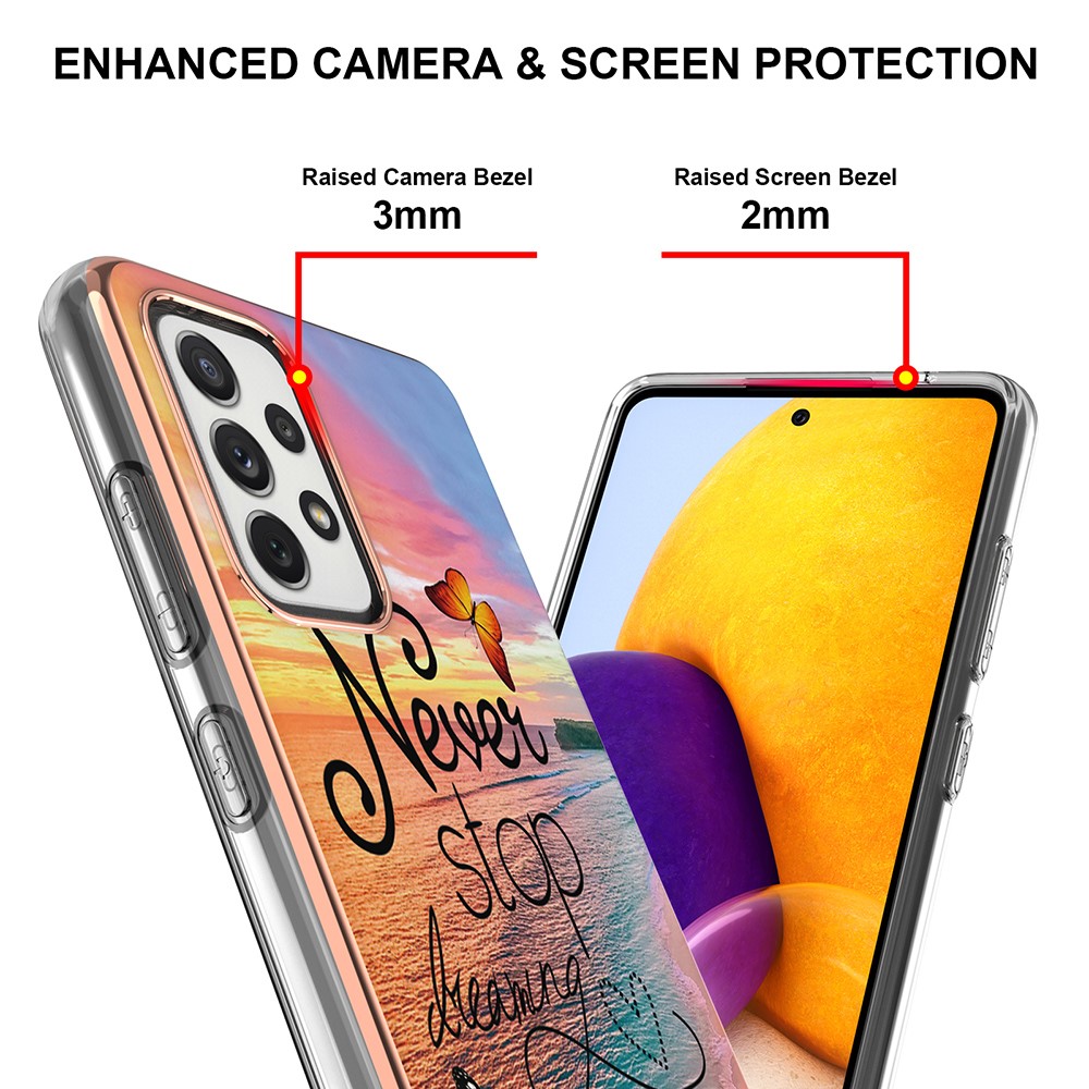 Full Coverage Electroplating IMD Shockproof Protective TPU Shell Case for Samsung Galaxy A72 5G / 4G - Never Stop Dreaming-4