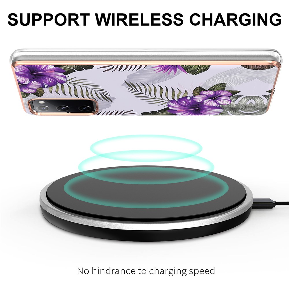 A Series Soft Electroplating TPU Bumper Frame Shockproof Back Cover for Samsung Galaxy S20 Lite / S20 FE 5G / S20 FE / S20 Fan Edition 5G / S20 Fan Edition - Purple Flower-3