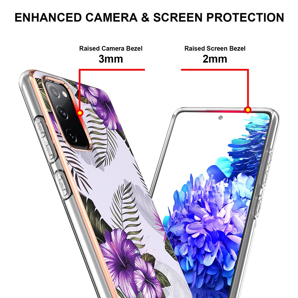 A Series Soft Electroplating TPU Bumper Frame Shockproof Back Cover for Samsung Galaxy S20 Lite / S20 FE 5G / S20 FE / S20 Fan Edition 5G / S20 Fan Edition - Purple Flower-4