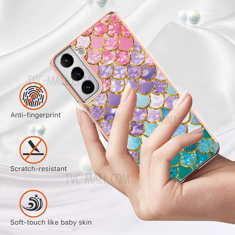 A Series Straight Side Electroplating IMD Anti-Drop TPU Protective Cover for Samsung Galaxy S21 5G - Colorful Scales-2