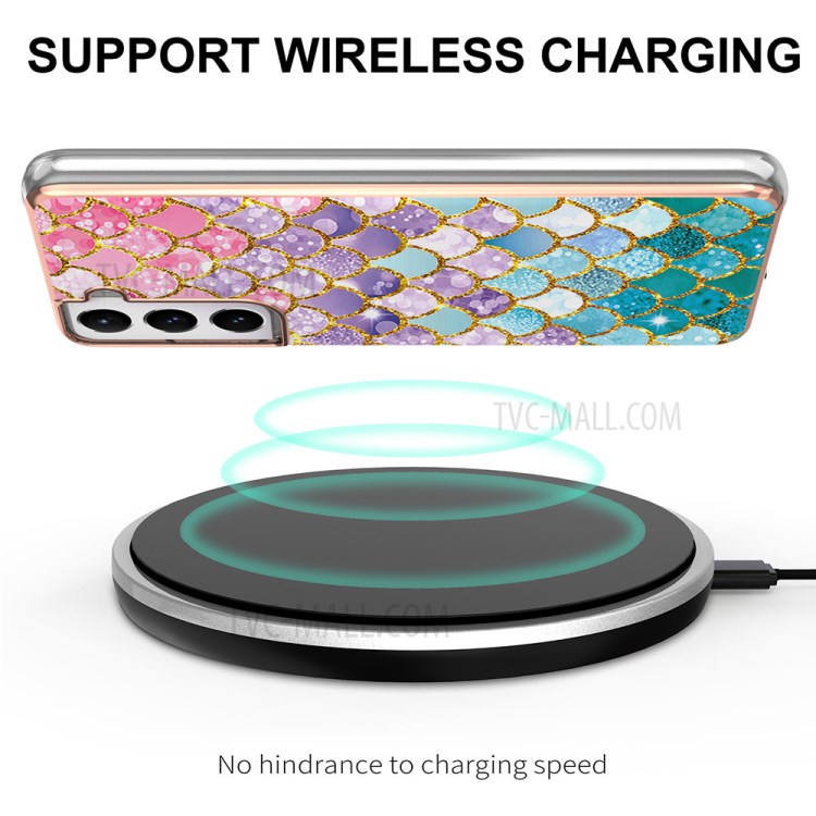 A Series Straight Side Electroplating IMD Anti-Drop TPU Protective Cover for Samsung Galaxy S21 5G - Colorful Scales-3