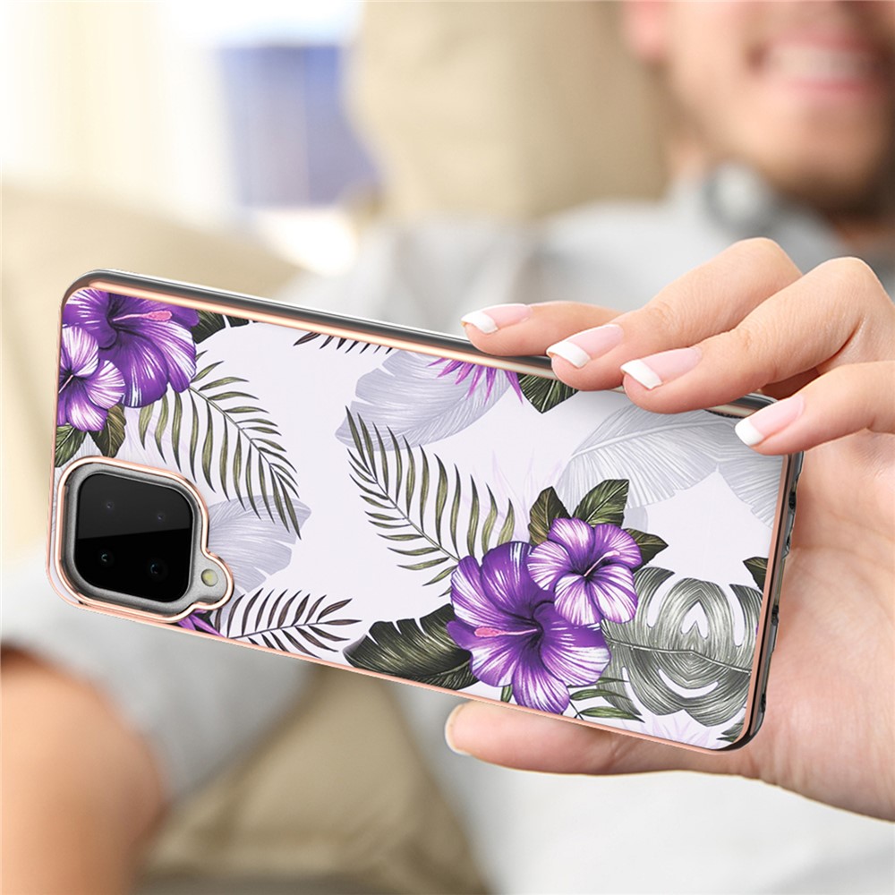 A Series Ultra Thin Anti-Scratch Soft TPU Bumper Protective Electroplating Back Phone Cover for Samsung Galaxy A22 4G (EU Version) - Purple Flower-2