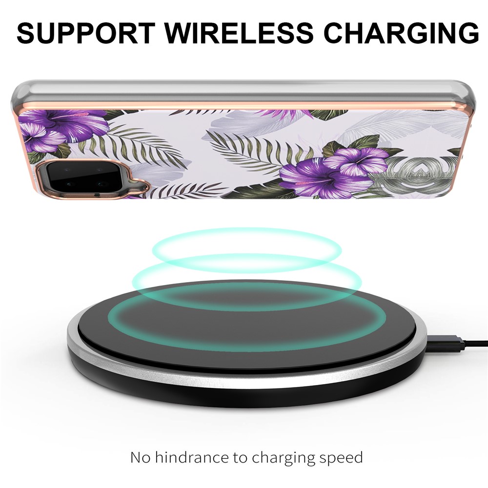 A Series Ultra Thin Anti-Scratch Soft TPU Bumper Protective Electroplating Back Phone Cover for Samsung Galaxy A22 4G (EU Version) - Purple Flower-4
