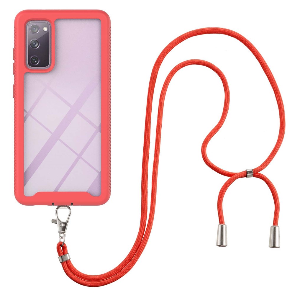 Heavy Duty Rugged Shockproof Hybrid Hard PC Soft TPU Protective Cover with Lanyard for Samsung Galaxy S20 Lite / S20 FE 5G / S20 FE / S20 Fan Edition 5G / S20 Fan Edition - Red-2