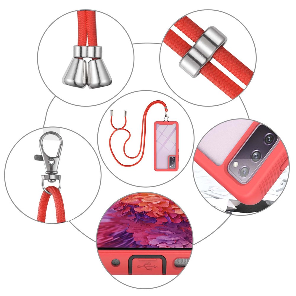 Heavy Duty Rugged Shockproof Hybrid Hard PC Soft TPU Protective Cover with Lanyard for Samsung Galaxy S20 Lite / S20 FE 5G / S20 FE / S20 Fan Edition 5G / S20 Fan Edition - Red-5
