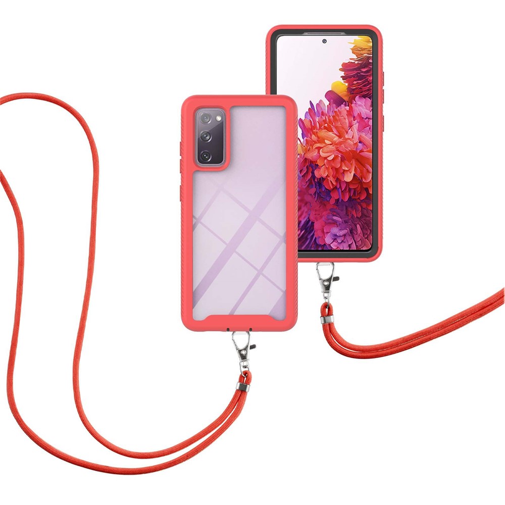 Heavy Duty Rugged Shockproof Hybrid Hard PC Soft TPU Protective Cover with Lanyard for Samsung Galaxy S20 Lite / S20 FE 5G / S20 FE / S20 Fan Edition 5G / S20 Fan Edition - Red-6