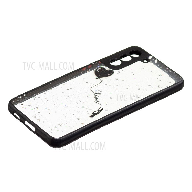 Pattern Printing Precise Cutout Clear Shockproof TPU Bumper + Acrylic Back Hybrid Case for Samsung Galaxy S21+ 5G - Love Heart-2