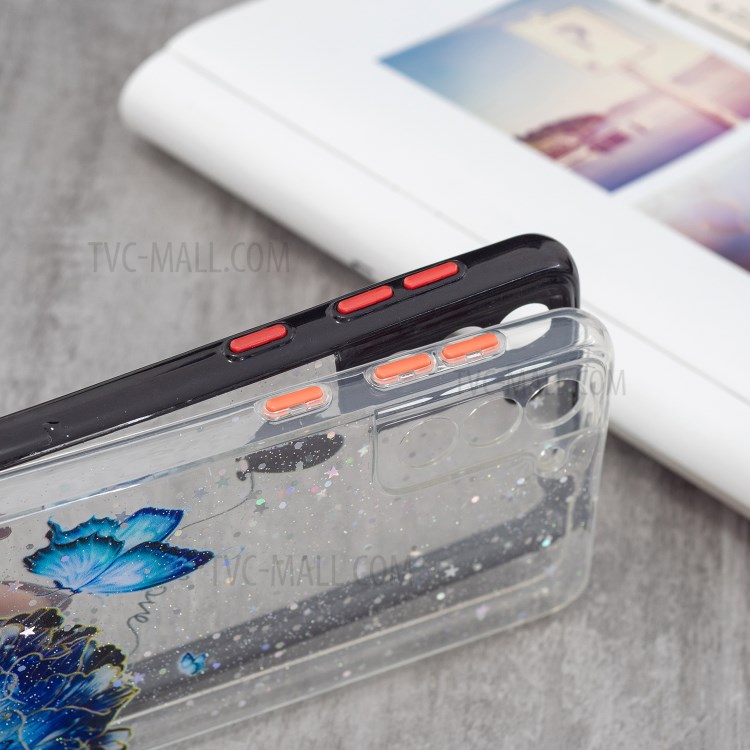 Pattern Printing Precise Cutout Clear Shockproof TPU Bumper + Acrylic Back Hybrid Case for Samsung Galaxy S21+ 5G - Love Heart-3