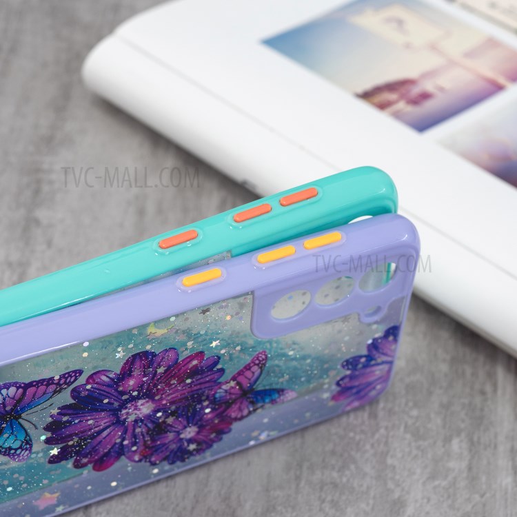 Pattern Printing Precise Cutout Clear Shockproof TPU Bumper + Acrylic Back Hybrid Case for Samsung Galaxy S21+ 5G - Love Heart-5