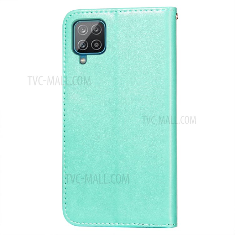 Imprinted Mandala Flower Totem Pattern Shock Absorbent PU Leather Stand Wallet Case for Samsung Galaxy A22 4G (EU Version) - Green-5