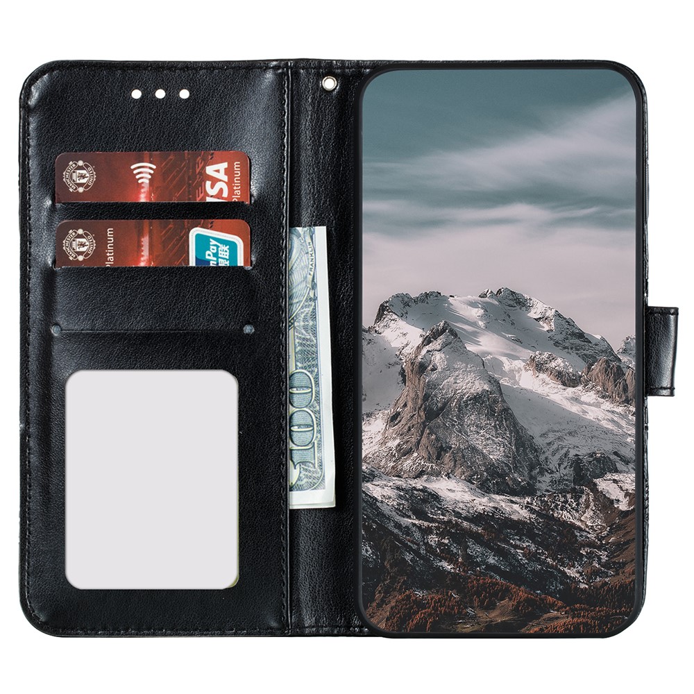 Imprint Henna Mandala Flower Pattern Stand Feature Shockproof PU Leather Case for Samsung Galaxy A22 5G (EU Version) - Black-7