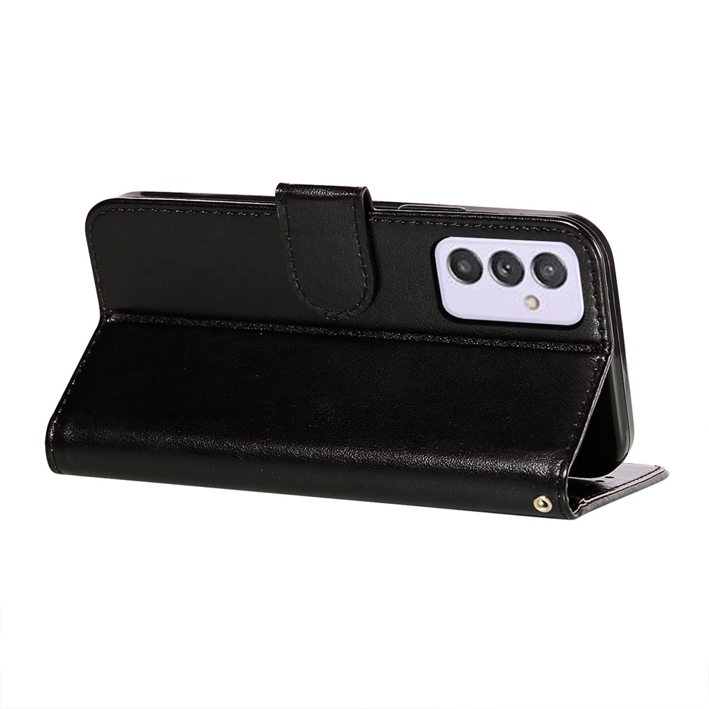 Solid Color Leather Case Phone Cover with Card Slots and Cash Pocket for Samsung Galaxy A82 5G - Black-6
