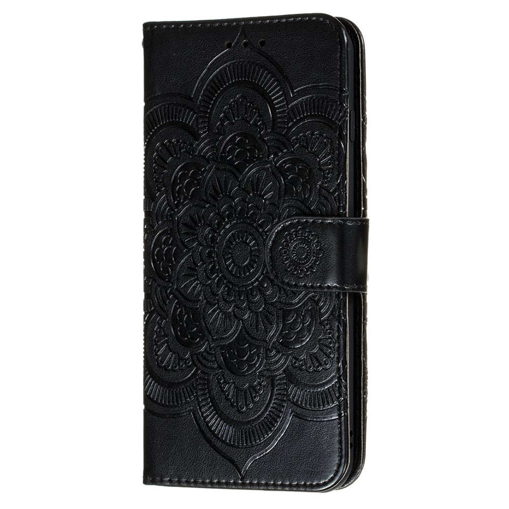 Elegant Floral Henna Mandala Flower Pattern Stand Feature Protective PU Leather Case for Samsung Galaxy A22 4G (EU Version) - Black-2