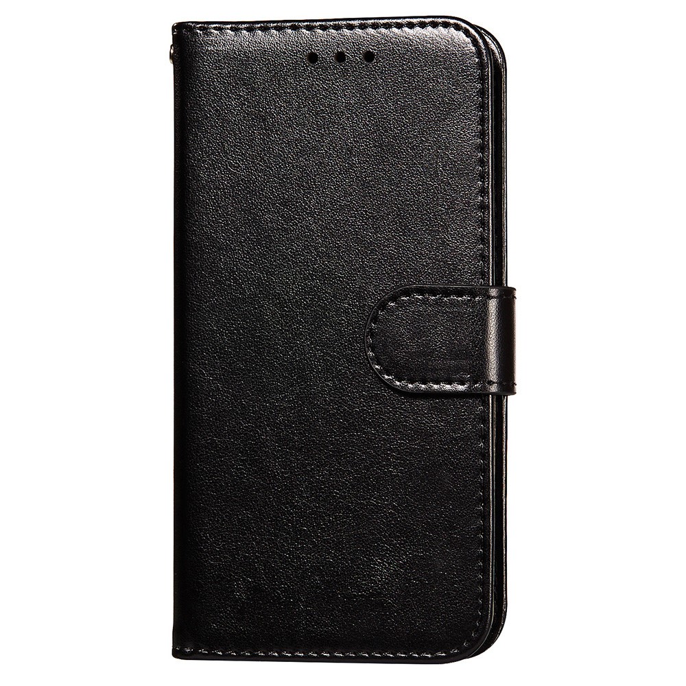 Magnetic Clasp Solid Color Leather Stand Case Wallet Phone Cover with Strap for Samsung Galaxy A22 4G (EU Version) - Black-10