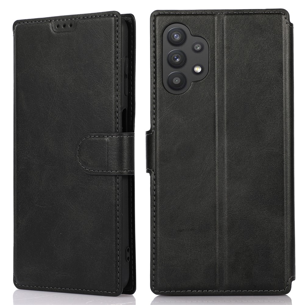PU Leather Stand Wallet Cover Phone Case for Samsung Galaxy A32 5G - Black-1