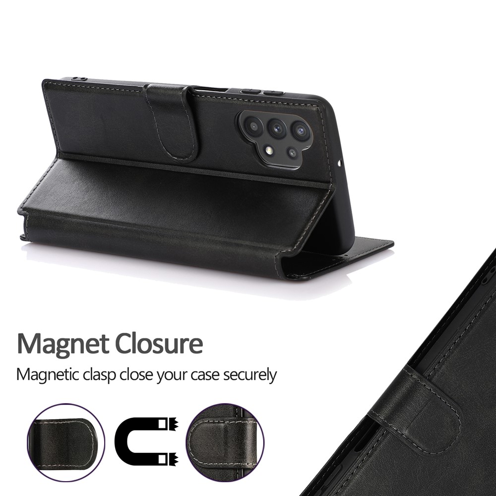 PU Leather Stand Wallet Cover Phone Case for Samsung Galaxy A32 5G - Black-4